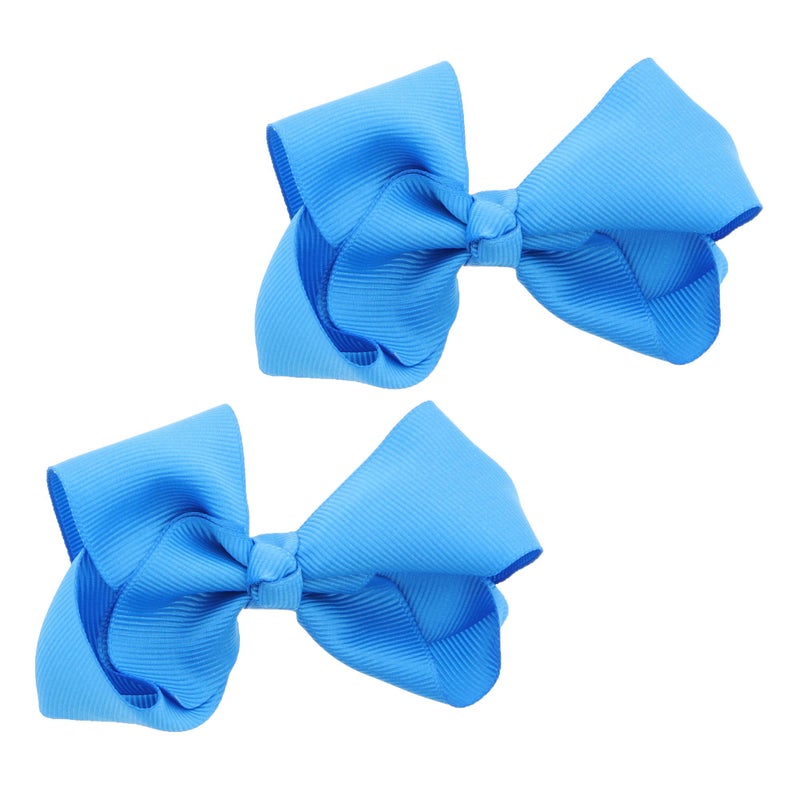 Motique Accessories 3 Inch Grosgrain Bow for Little Girls- Set of 2 (Blue) - Image 1